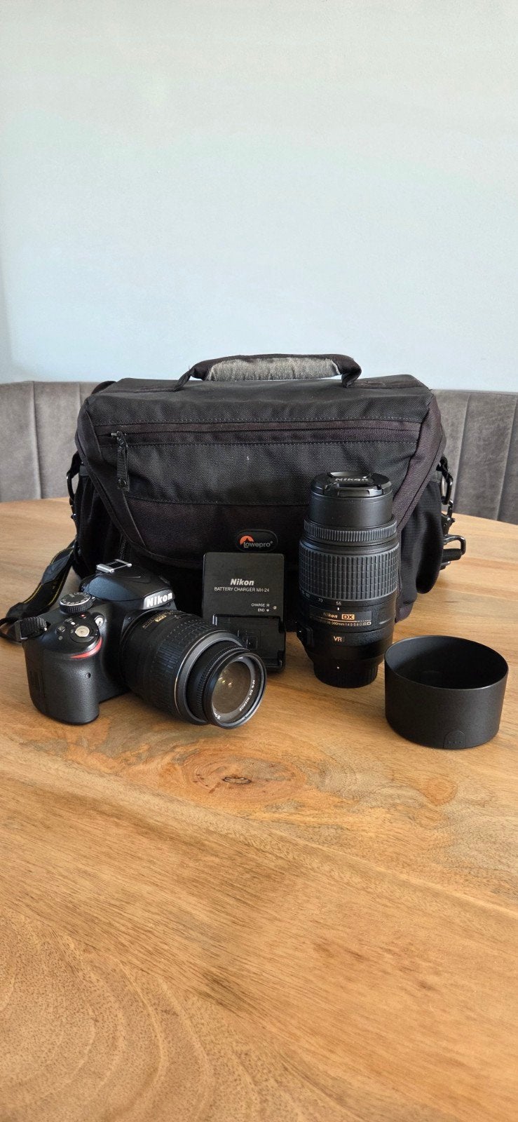 Nikon D3200 Set + 18-55mm & 55-300mm Lenzen + Tas, Ophalen, Beeldstabilisatie, Spiegelreflex, Zo goed als nieuw