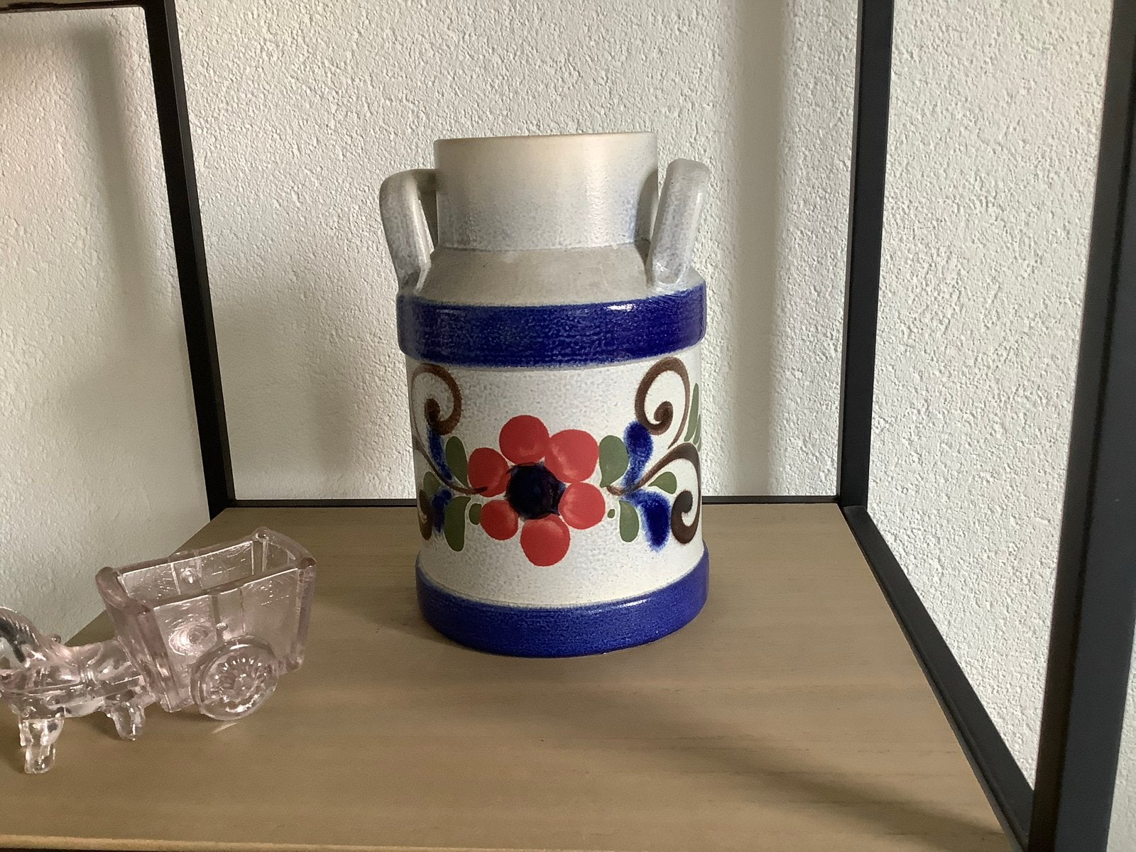 Vintage Keramische Melkkan met Bloemenpatroon, Ophalen of Verzenden