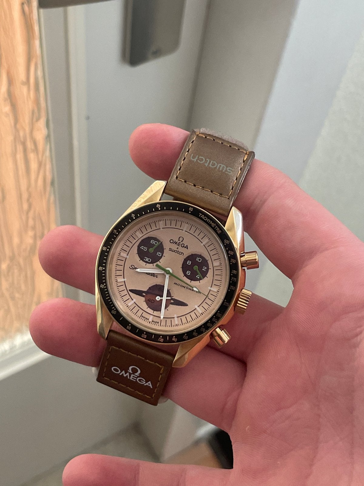 Aangepaste Swatch x Omega horloge met stalen kast, Ophalen of Verzenden, Gebruikt