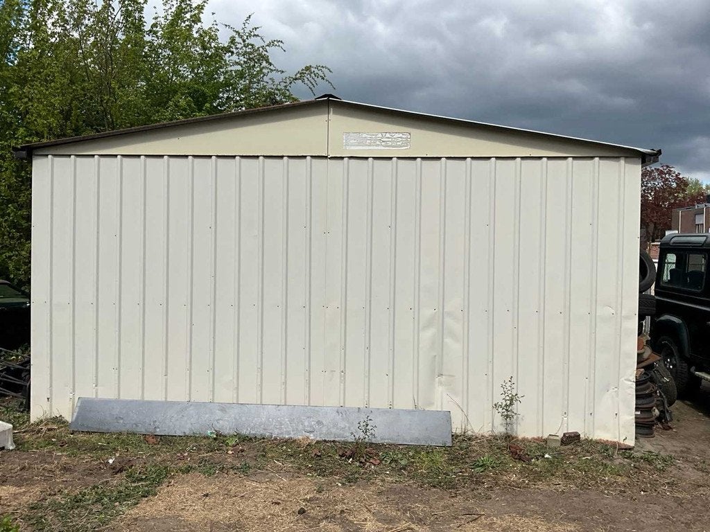Demontabele opslagunit 65m2 v.v. 2 dubbele deuren en stroomv, Zakelijke goederen, Machines en Bouw | Keten en Containers