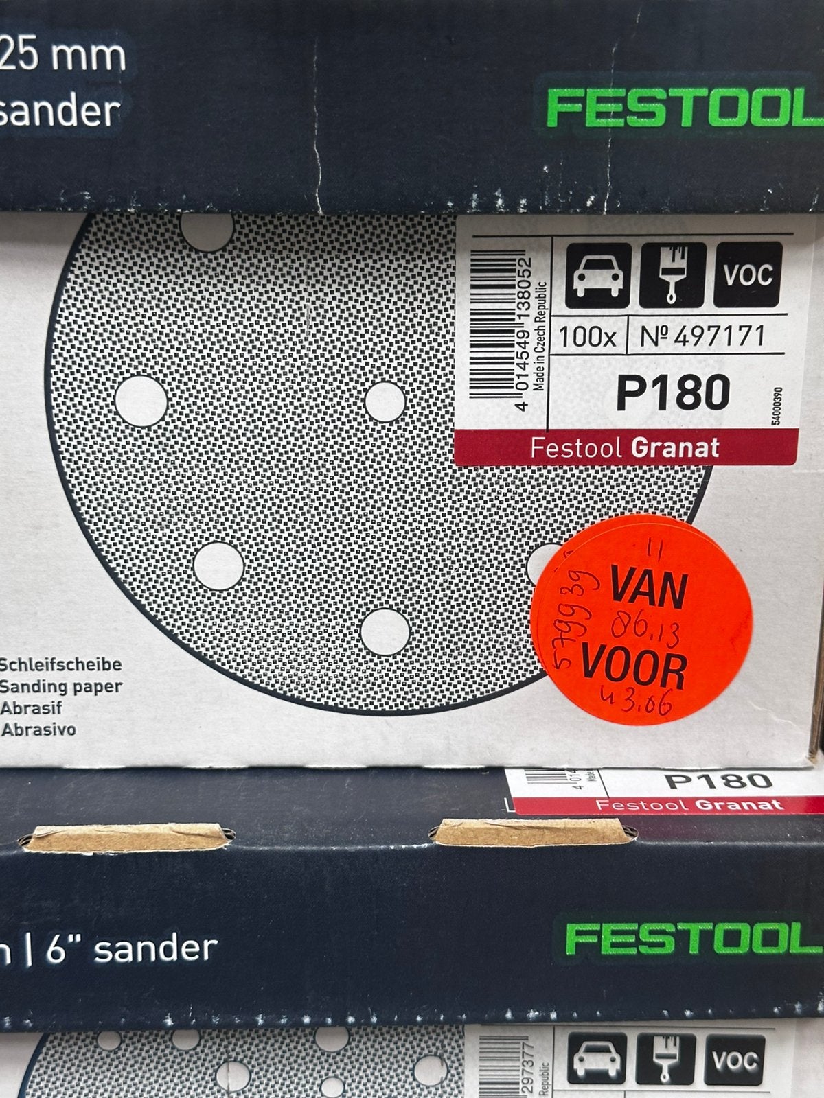 FESTOOL Granat schuurpapier 125MM P180 - 100 stuks, Ophalen of Verzenden, Nieuw, Overige typen