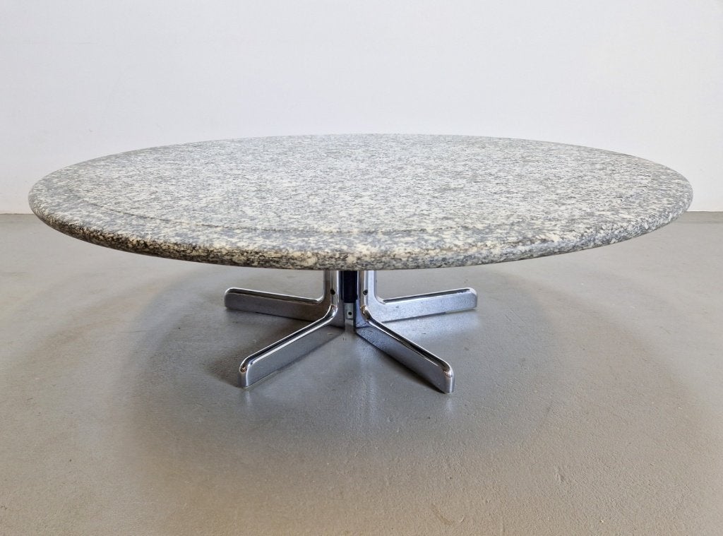 Vintage Stervoet graniet salontafel Bruno Brunati Italy 1970, Gebruikt, Ophalen of Verzenden, Metaal, 5 – 50