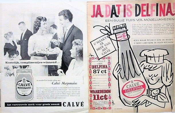 27 vintage reclames advertenties Calve producten 55-81 Calvé, Ophalen of Verzenden, Gebruikt, Overige typen