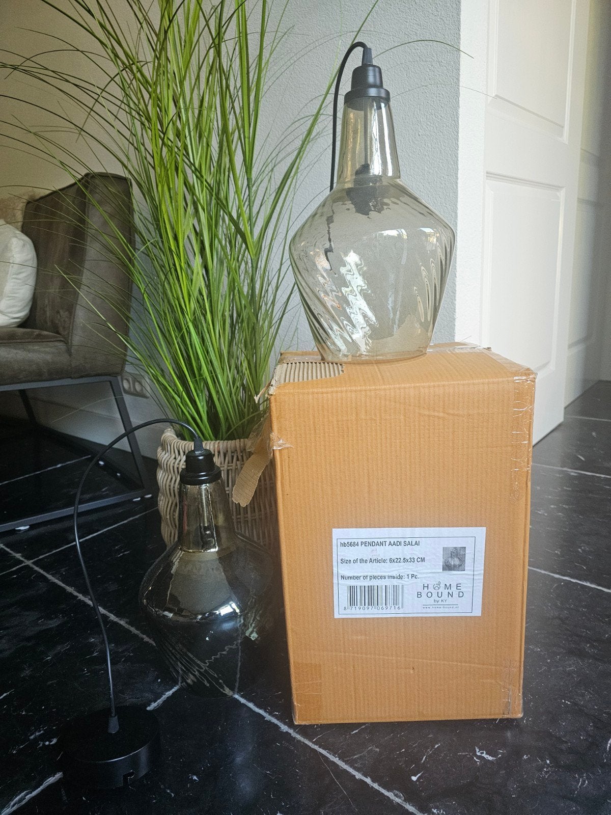 3 Homebound rookglazen hanglampen - zgan/nieuw, Ophalen, Zo goed als nieuw, Glas