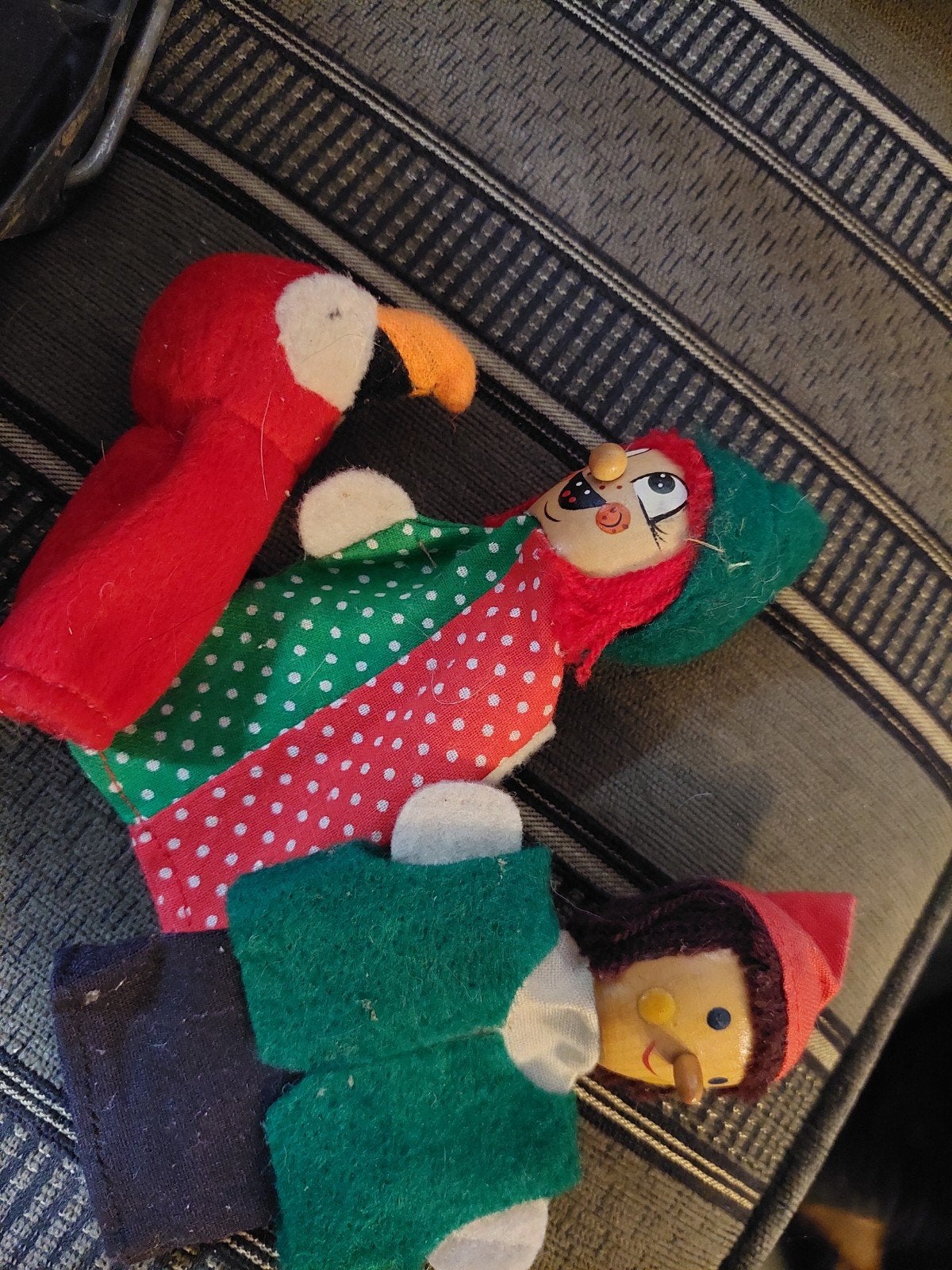 3 Vingerpoppetjes: Papegaai, Heks en Pinokkio, Ophalen of Verzenden, Gebruikt, Jongen of Meisje