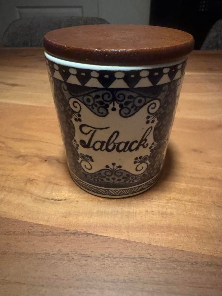 Vintage Tabakspot met houten deksel royal spinkx, Ophalen of Verzenden
