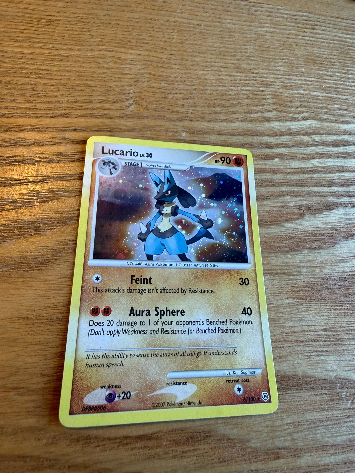 Pokémon Kaart Lucario LV.30 (2007) 6/130 holo, Ophalen of Verzenden, Gebruikt, Losse kaart, Foil