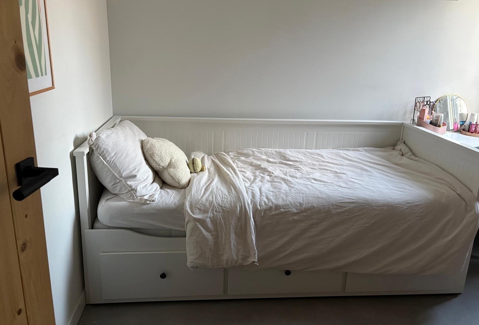 IKEA Hemnes Bedbank met 3 lades - Wit, Ophalen, Verstelbaar, Wit, Tweepersoons