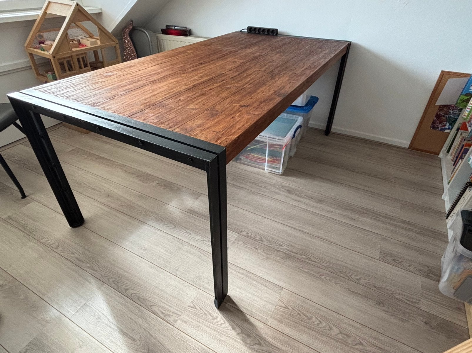 D-Bodhi Fendy industriele Teak houten eetkamer tafel, Ophalen, Teakhout, 200 cm of meer, 50 tot 100 cm