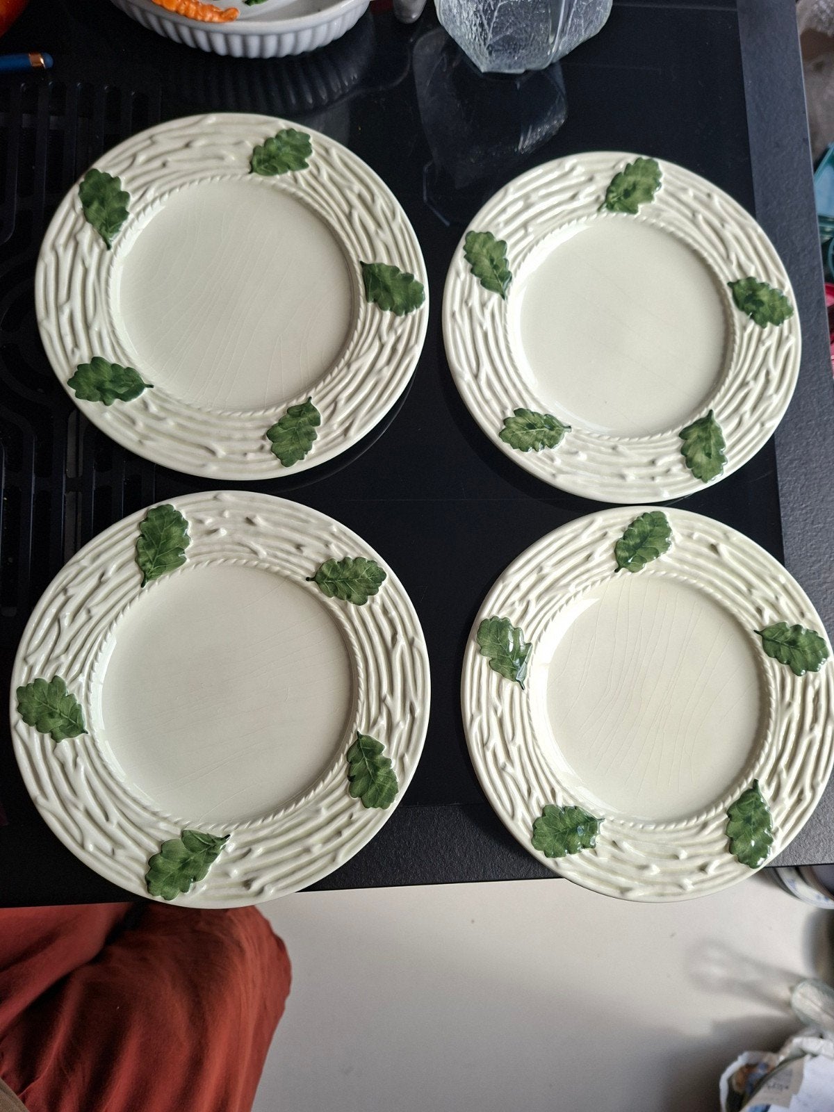 4x Bordallo Pinheiro Oak Leaf Keramische Borden Craquelé, Ophalen of Verzenden