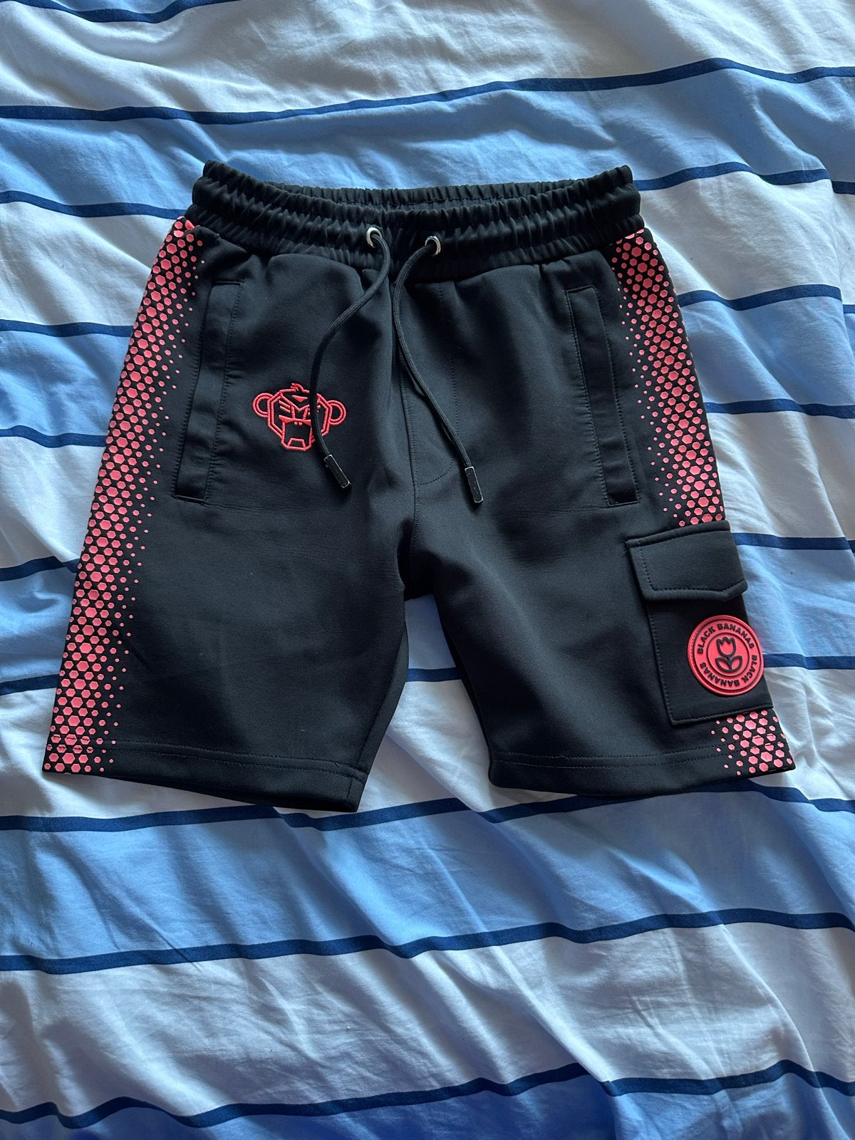 Black Bananas Zwarte korte broek met roze details, maat 140, Ophalen of Verzenden, Gebruikt, Jongen of Meisje, Broek
