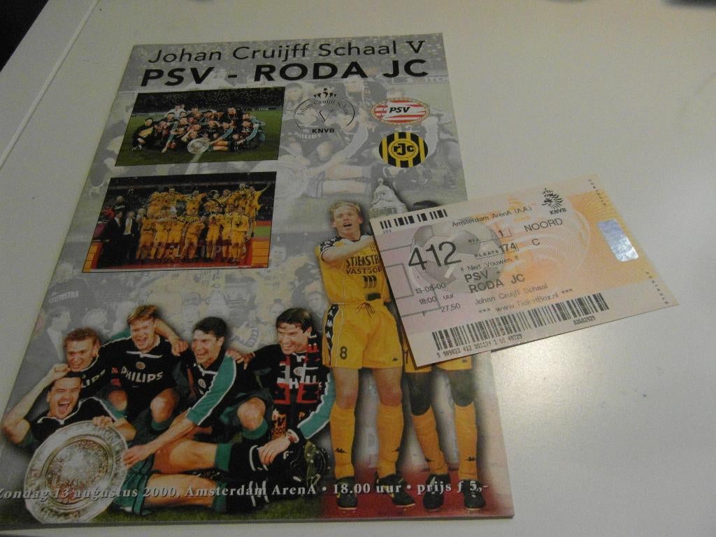 programma ticket psv roda jc cruijff schaal 2000, Verzamelen, Ophalen of Verzenden, Zo goed als nieuw, Roda JC, Overige typen