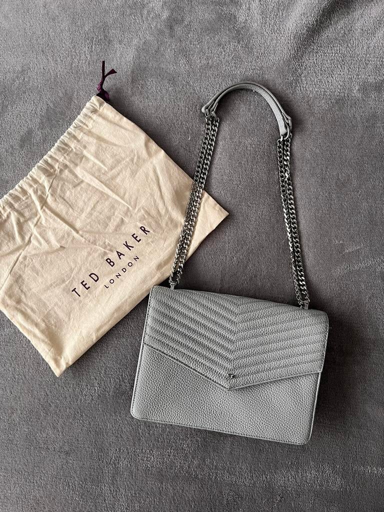 Ted Baker London leren handtasje / envelop bag, Ophalen of Verzenden, Zo goed als nieuw, Grijs, Schoudertasje