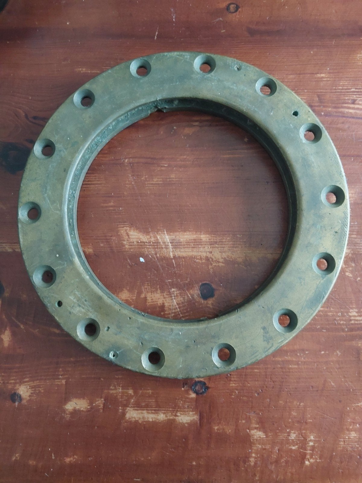 Antieke bronzen patrijspoort rand - 29 cm, Ophalen of Verzenden