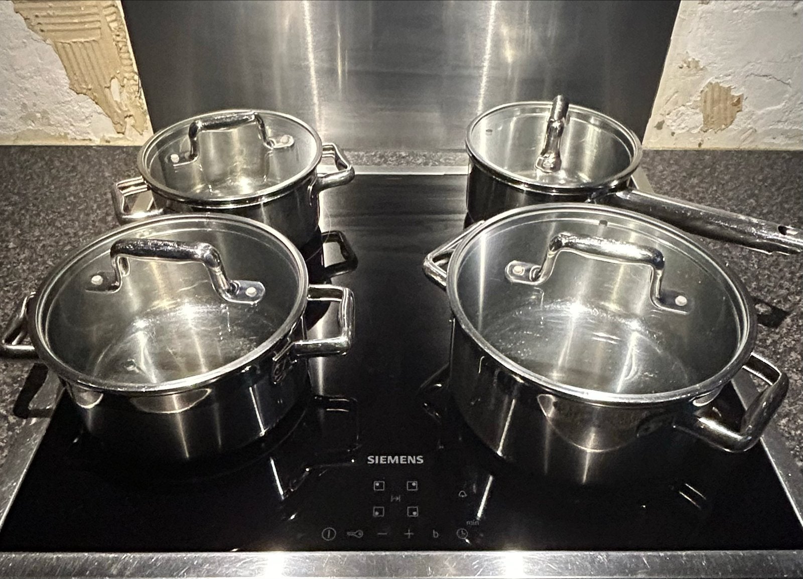 Tefal pannenset - Gebruikt, Ophalen, Met deksel, Pannenset, Rvs