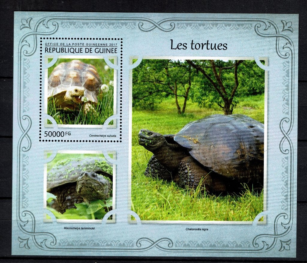 GUINEE 2017 PF BLOK SCHILDPADDEN REPTIELEN TURTLES 2, Ophalen of Verzenden, Postfris, Dier of Natuur