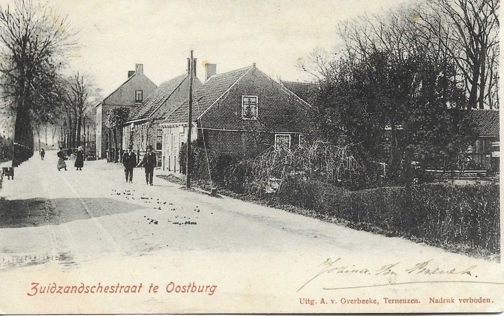 Oostburg, Zuidzandschestraat. Uitg A. v Overbeeke, Terneuzen, Verzenden, Voor 1920, Gelopen, Zeeland