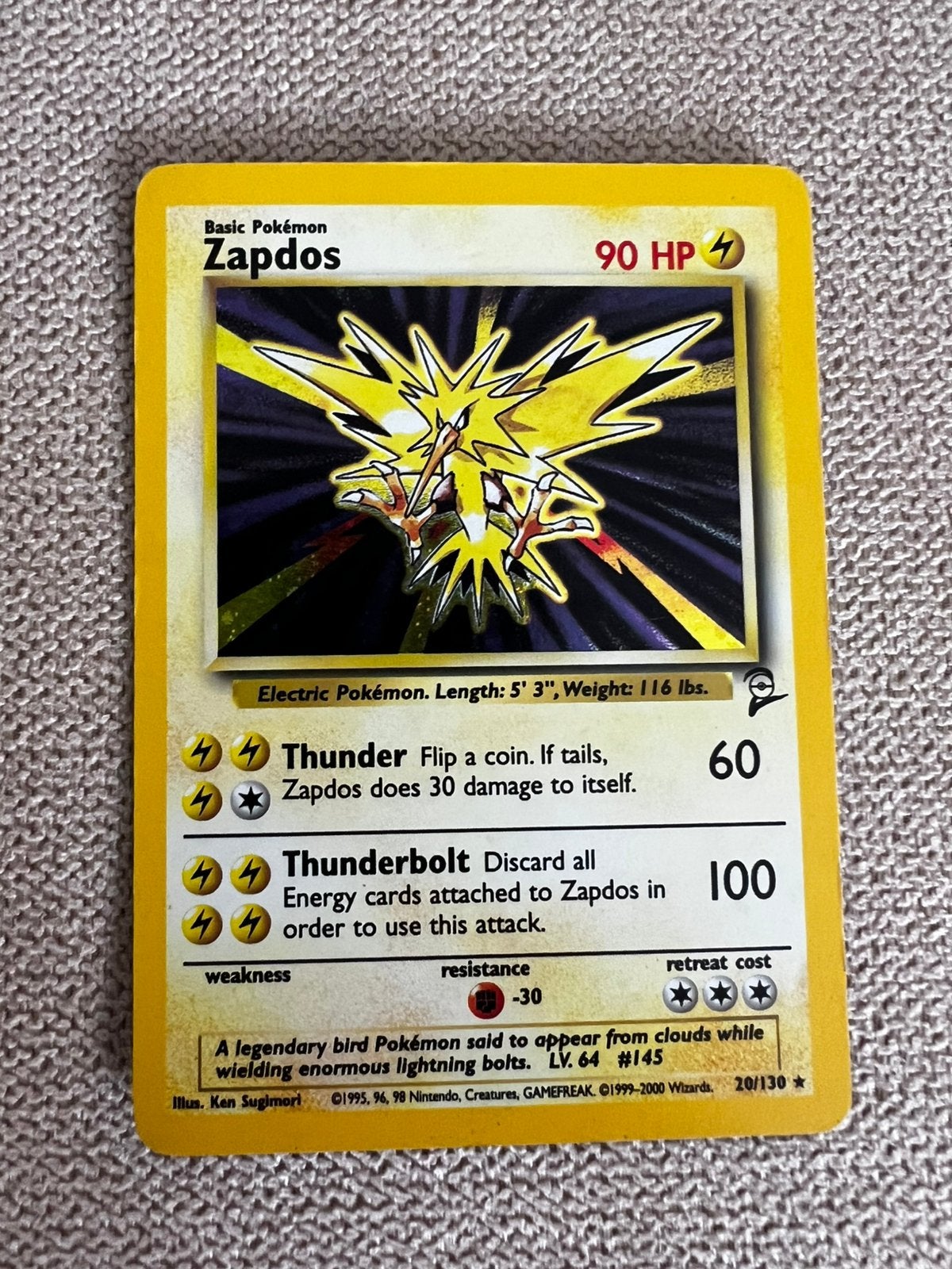 Pokémon | Zapdos Holo 20/130, Ophalen of Verzenden, Zo goed als nieuw