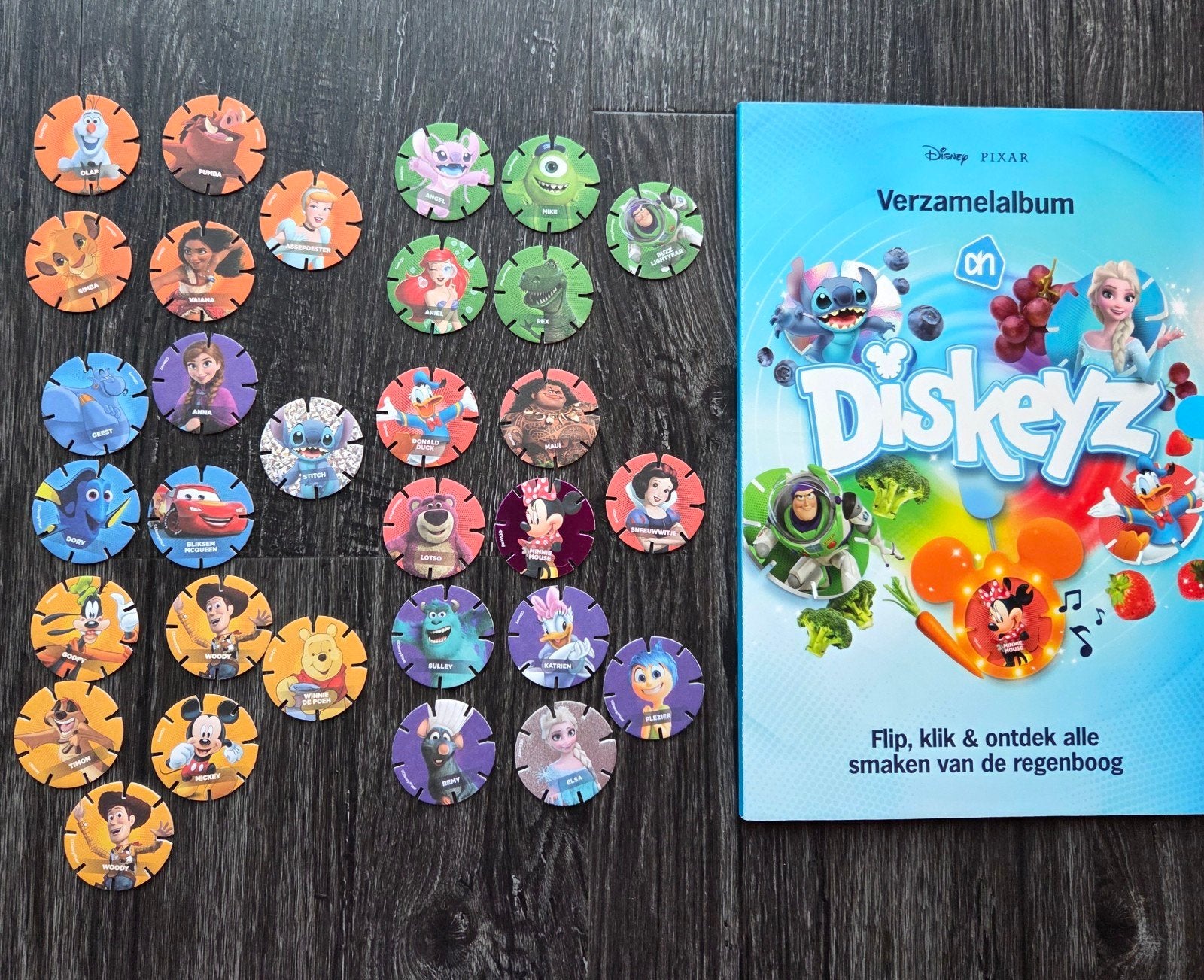 Complete set diskeyz + album Disney AH, Verzamelen, Albert Heijn, Ophalen of Verzenden