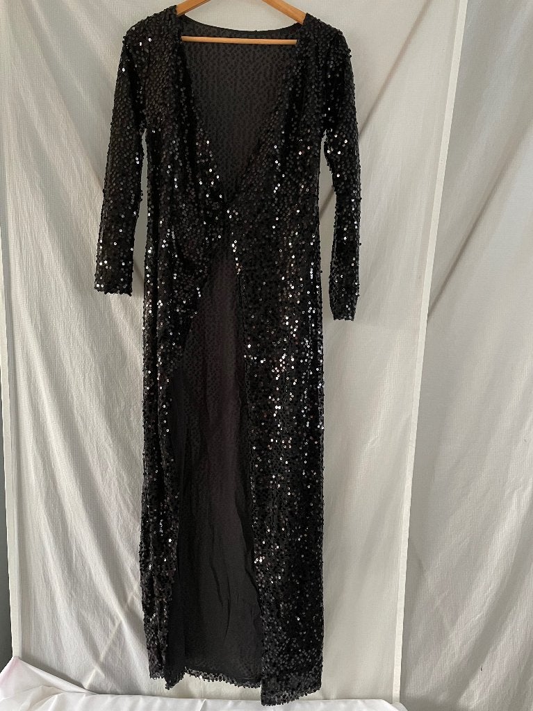 Lang glittervest met pailletten, zwart, maat S, Zwart, Nieuw, Ophalen of Verzenden, Maat 36 (S)