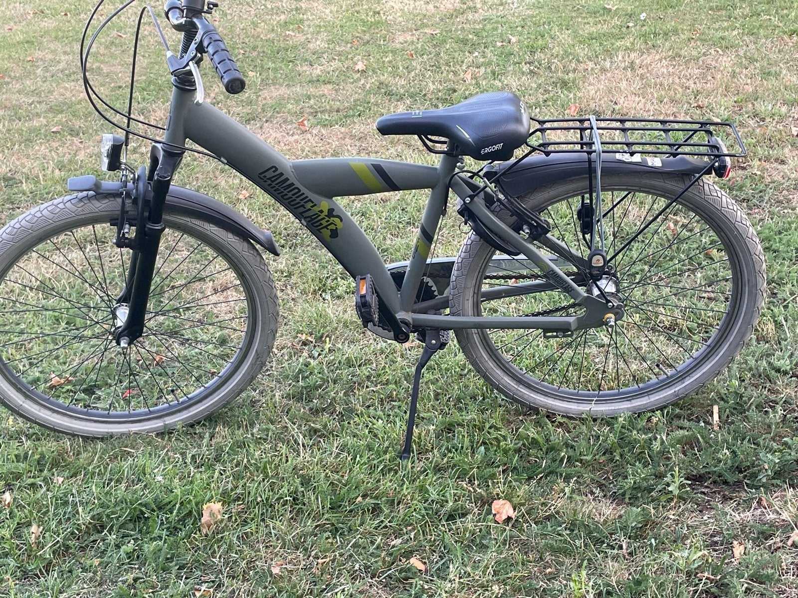 Camouflage fiets - Stoere kinderfiets met bagagedrager, Ophalen, Gebruikt, 20 inch of meer