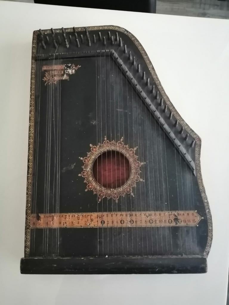 Antieke Citer / Harp - Decoratief Muziekinstrument, Muziek en Instrumenten, Snaarinstrumenten | Overige, Ophalen, Gebruikt