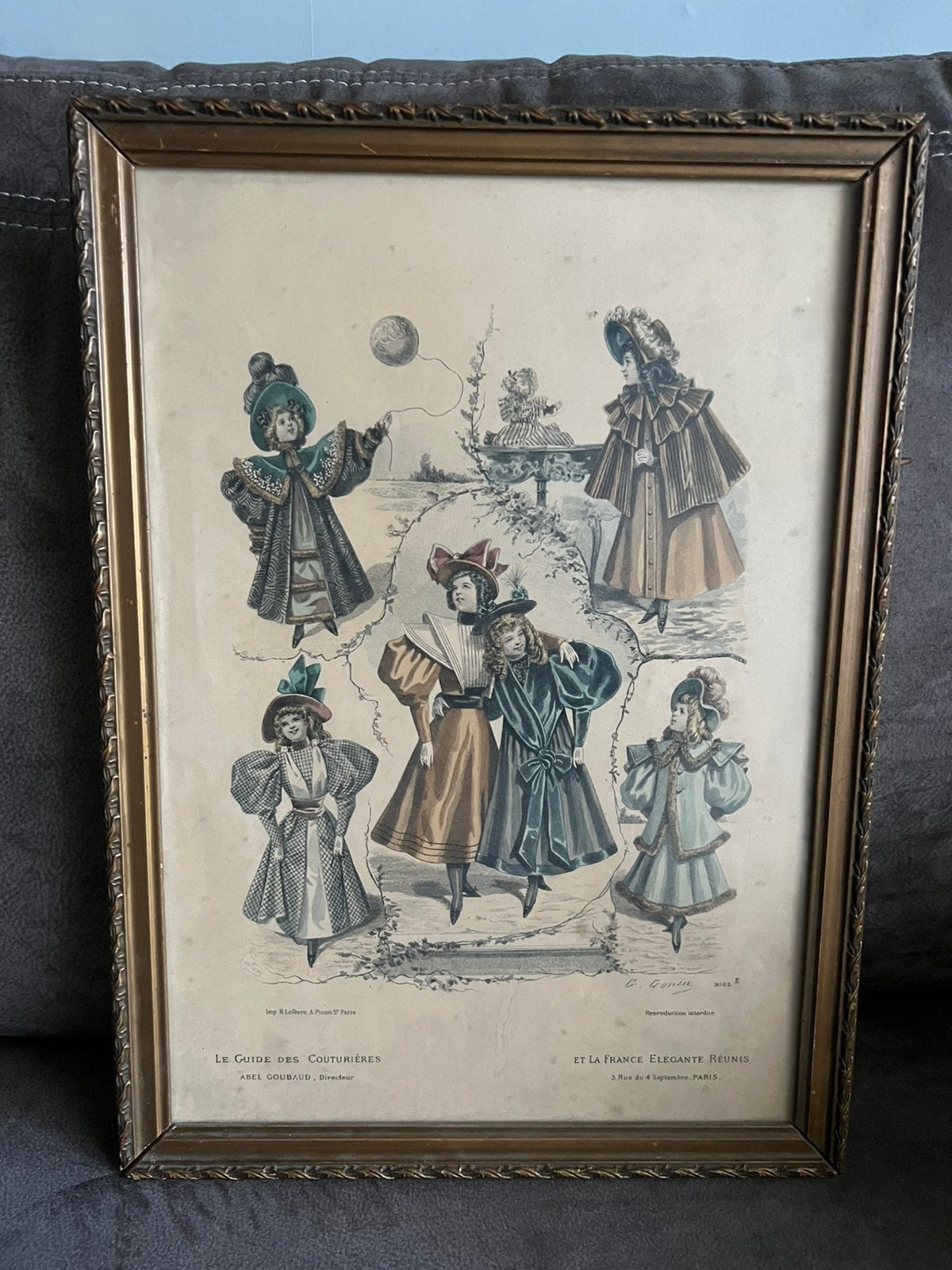 Antieke ingelijste Gravure / Prent Mode., Ophalen of Verzenden, Gravure, Ingelijst, 1900 - 1949