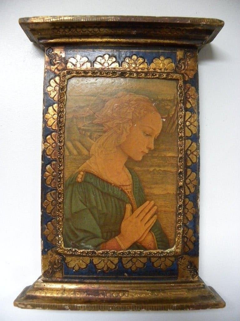Oud Italiaans Madonna Ikoontje, Antiek en Kunst, Antiek | Religie, Ophalen of Verzenden