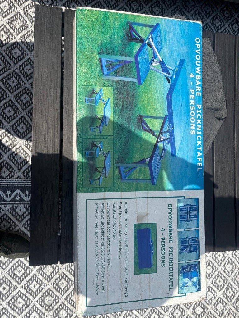 Kunststof kinderpicknicktafel 4 persoons inklapbaar € 25,00, Tuin en Terras, Picknicktafels, Overige materialen, Zo goed als nieuw