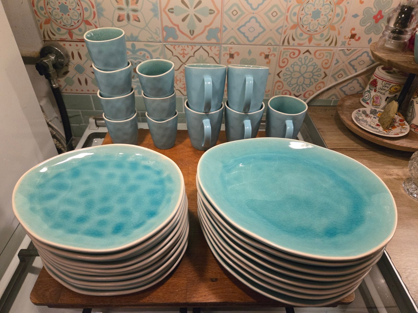 Mooi Turquoise Servies van het merk Jewel, Ophalen, Overige merken, Keramiek, Zo goed als nieuw
