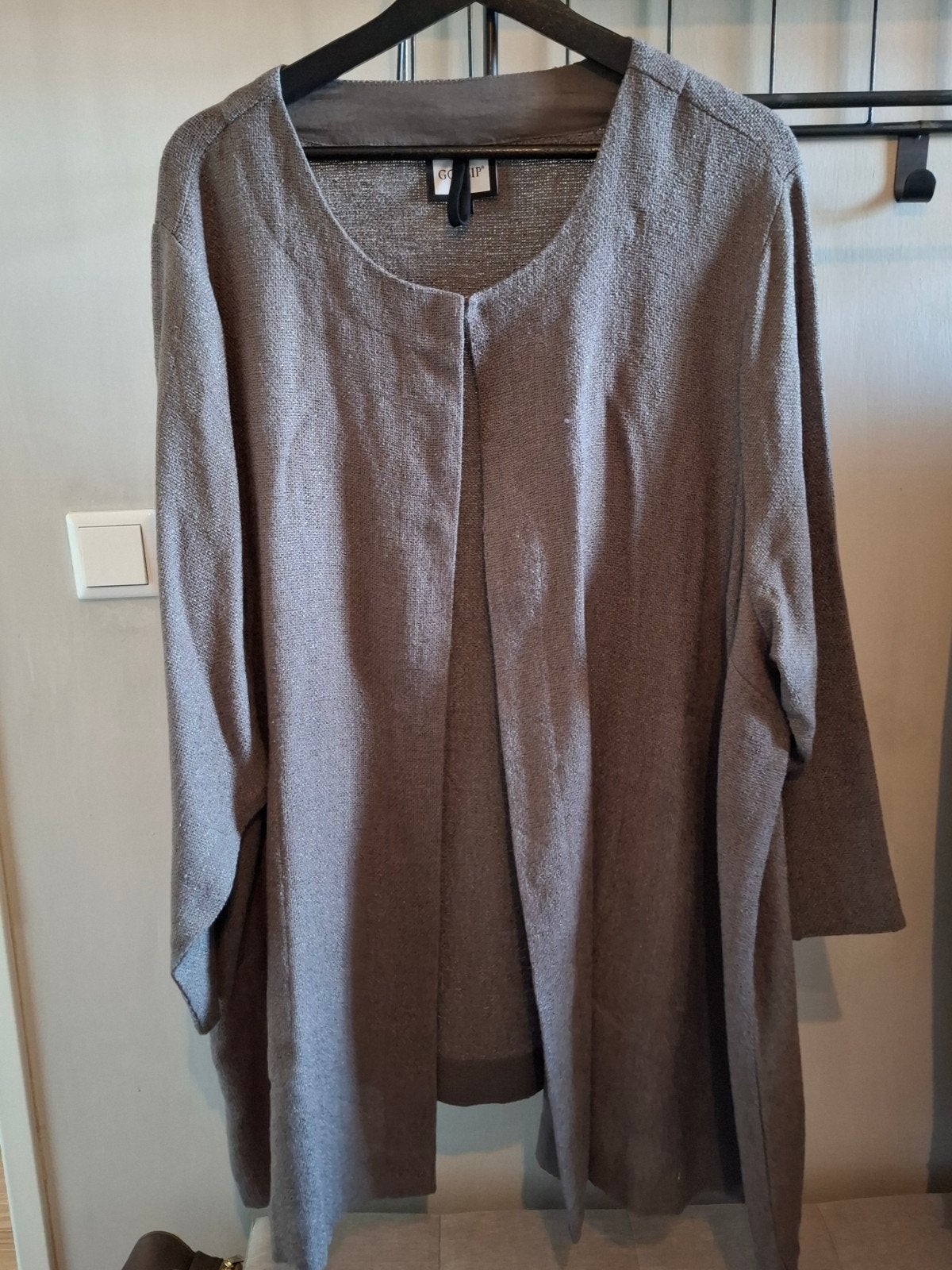 Jasje Gozzip mt L = 50 - 54 taupe linnenstructuur, Kleding | Dames, Grote Maten, Bruin, Ophalen of Verzenden, Zo goed als nieuw