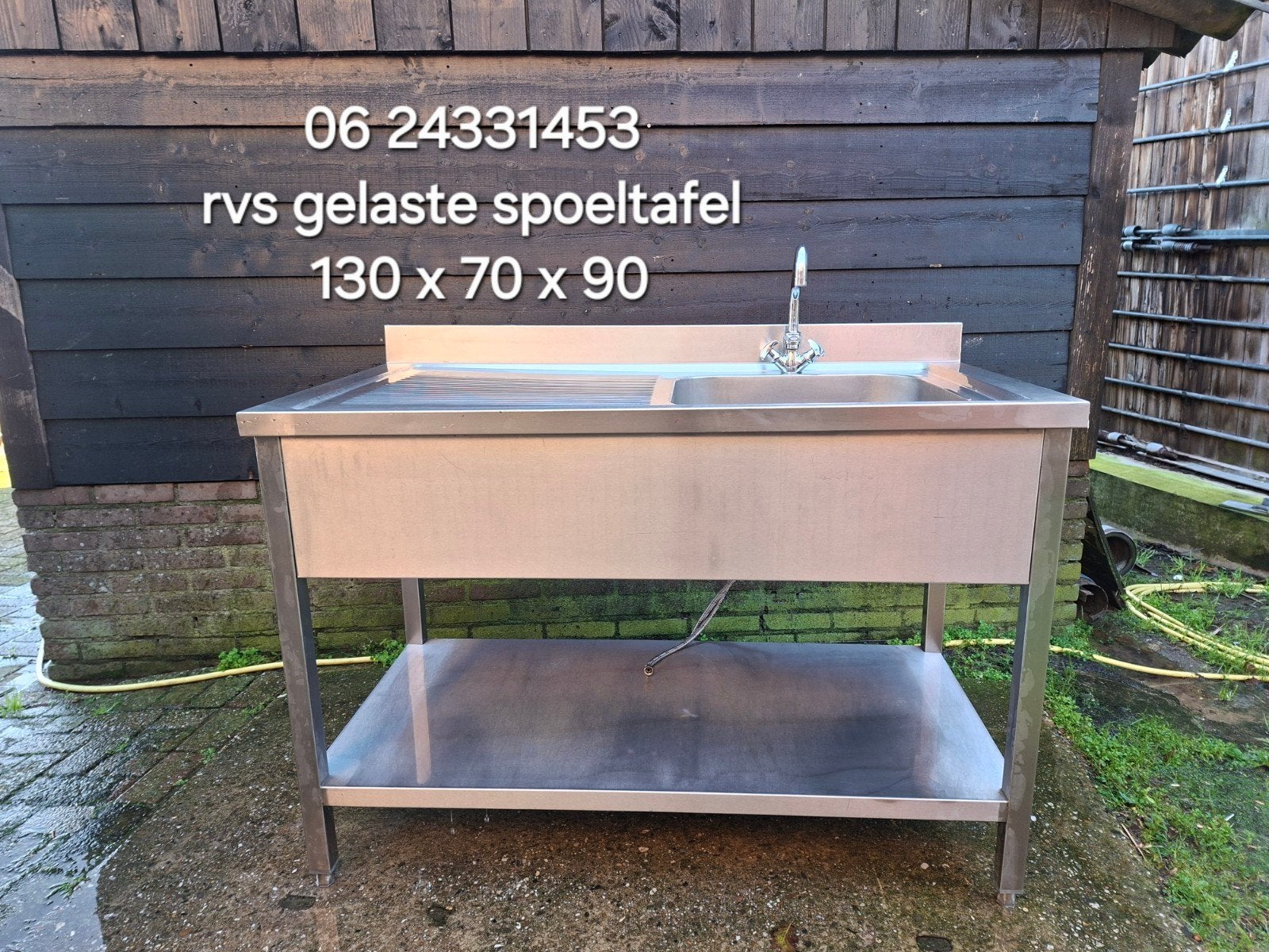 rvs gelaste spoeltafel met kraan, Huis en Inrichting, Ophalen, 100 tot 150 cm, Zo goed als nieuw, Minder dan 100 cm