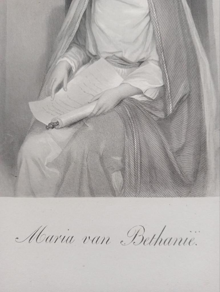 Maria van Bethanie oude gravure, Antiek en Kunst, Kunst | Etsen en Gravures, Ophalen of Verzenden