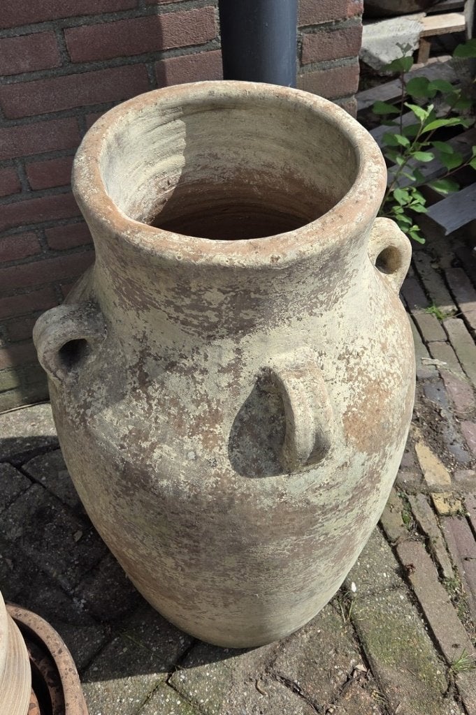 Mooie aardewerk kruik amfora Ø48 x 78 cm. hoog bloempot, Tuin en Terras, Ophalen, 40 cm of meer, Rond, Zo goed als nieuw