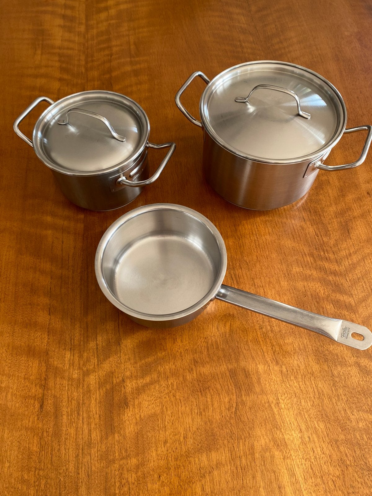 Fissler rvs pannen - drie stuks, Ophalen, Zo goed als nieuw, Rvs
