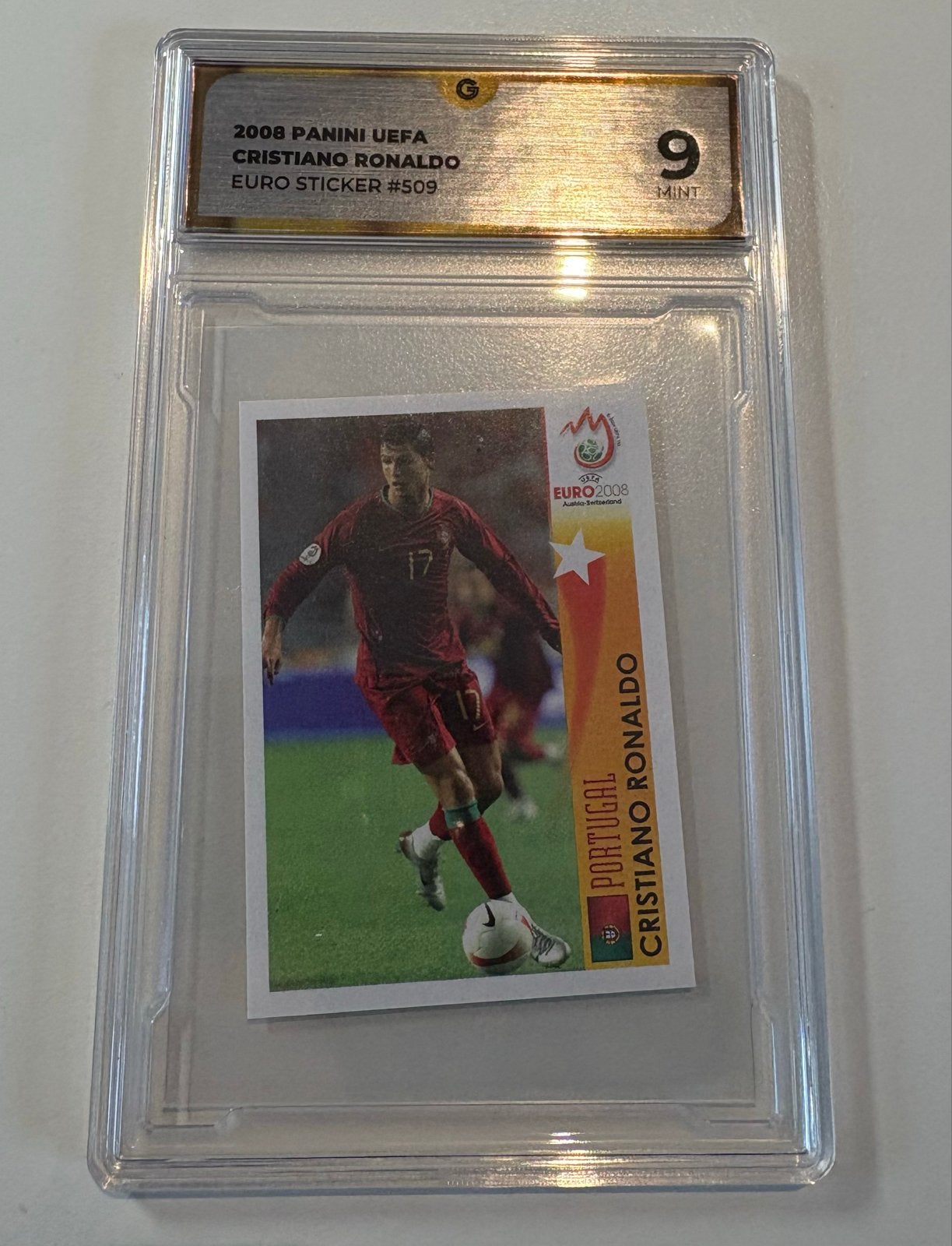Cristiano Ronaldo Panini Euro 2008 Sticker - Graded 9 Mint, Verzamelen, Verzenden, Zo goed als nieuw, Buitenlandse clubs, Poster, Plaatje of Sticker