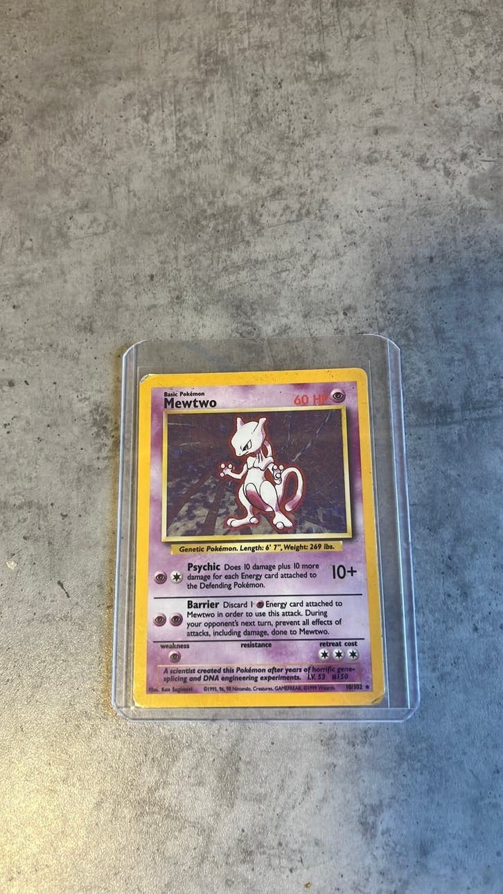 Mewtwo Pokémon kaart - Base Set Holo, Ophalen of Verzenden, Gebruikt, Foil
