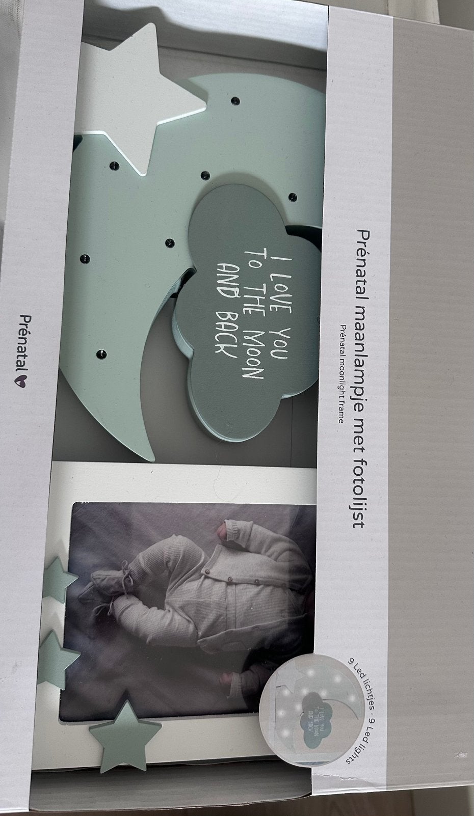 Prenatal maanlampje met fotolijst, nieuw in doos, Ophalen of Verzenden, Nieuw, Lamp