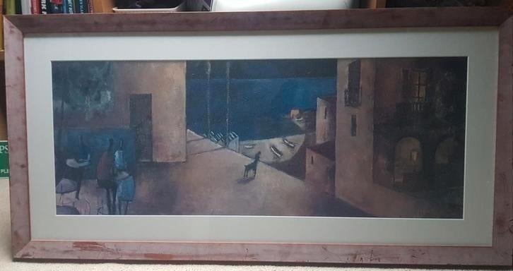 Mooi schilderij met paspartout 118 x 58 cm bijna gratis, Antiek en Kunst, Kunst | Schilderijen | Modern, Ophalen