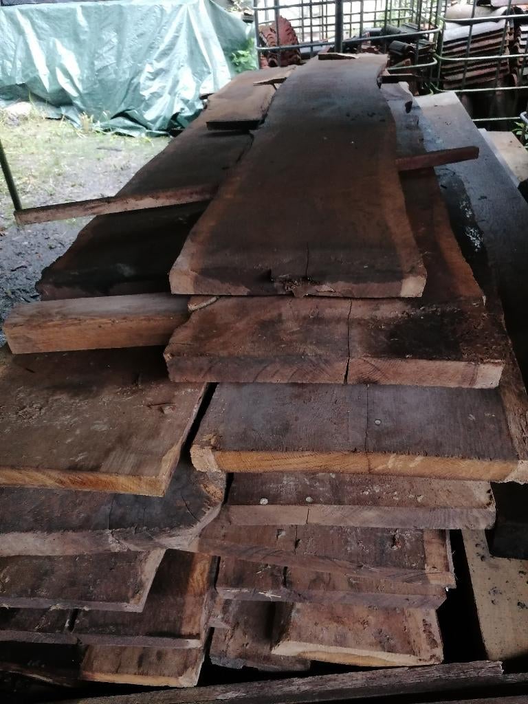 eiken planken balken daksporen juffers, Ophalen, Gebruikt