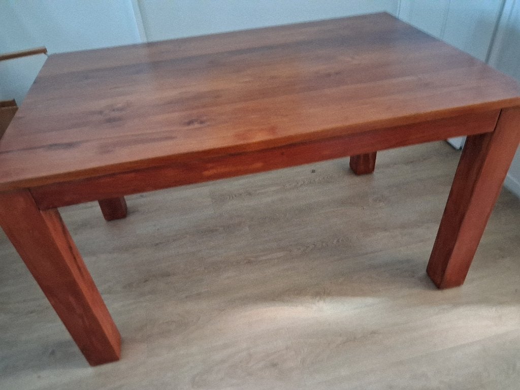 Massief houten eettafel - Teakhout, Ophalen, Modern, Robuust, 100 tot 150 cm, Teakhout