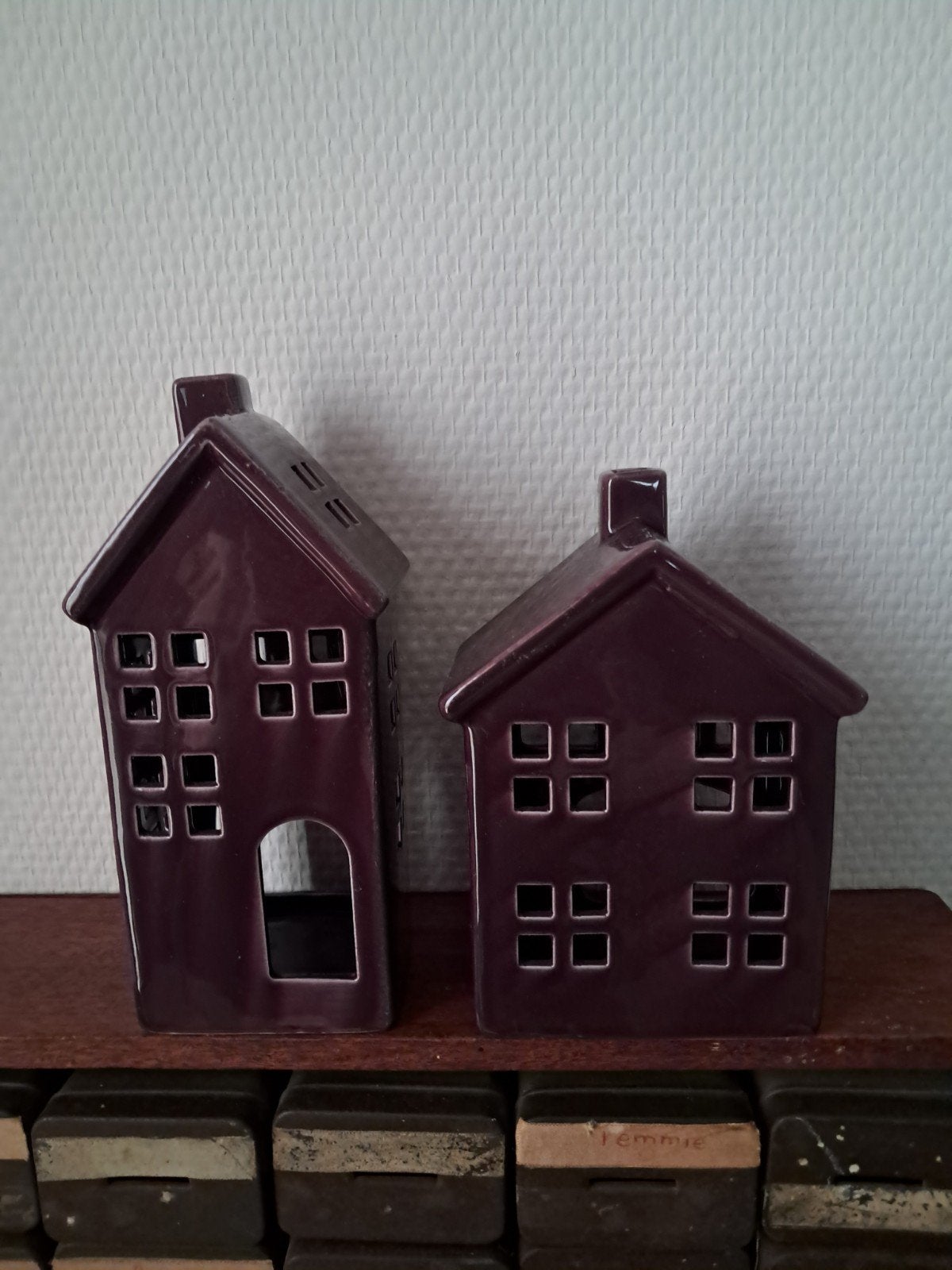Leen Bakker Keramieken Lantaarn huisjes, Ophalen of Verzenden, Paars, Lantaarn