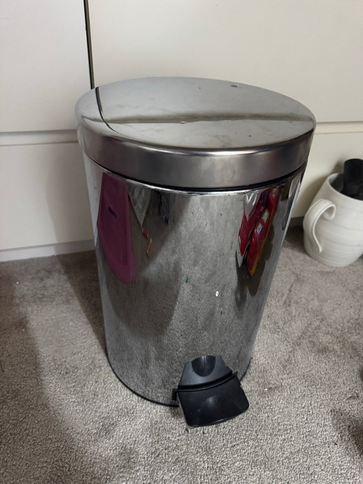 Metalen prullenbak met pedaal, 50 – 75, Gebruikt, Met pedaal, Ophalen of Verzenden