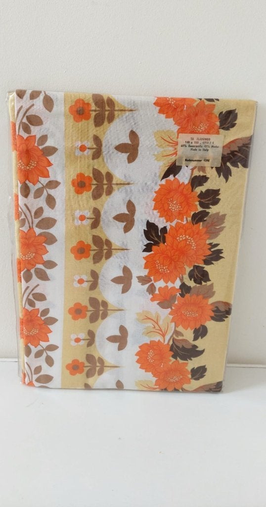 Vintage jaren 70 tafelkleed tafel kleed oranje bruin bloemen, Eu, Eu, Oranje, Nieuw