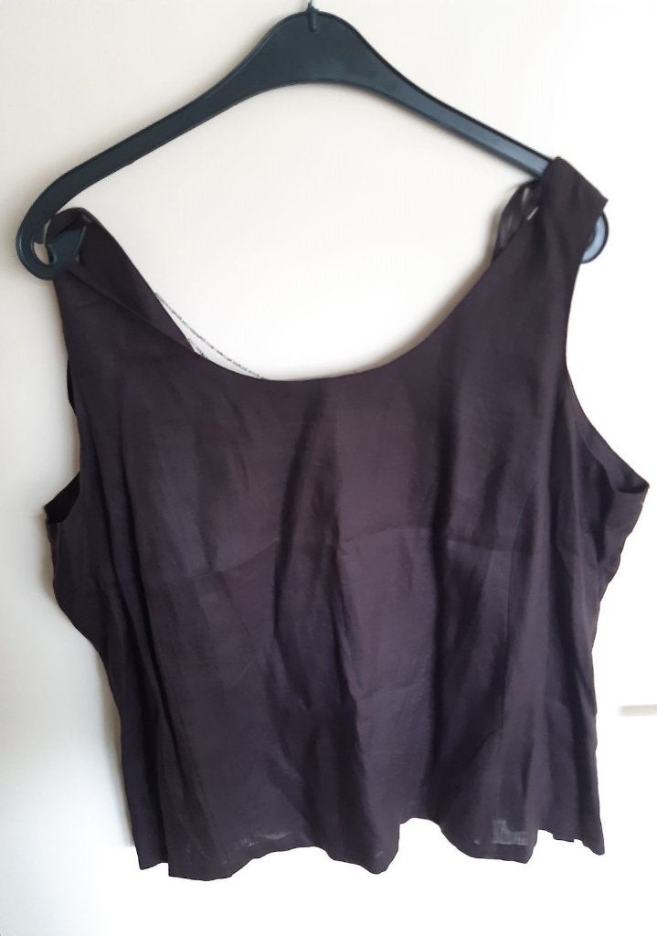 Nieuwe mouwloze top blouse Sixth Sense met kraaltjes op rug, Bruin, Maat 46/48 (XL) of groter, Ophalen of Verzenden, Zonder mouw