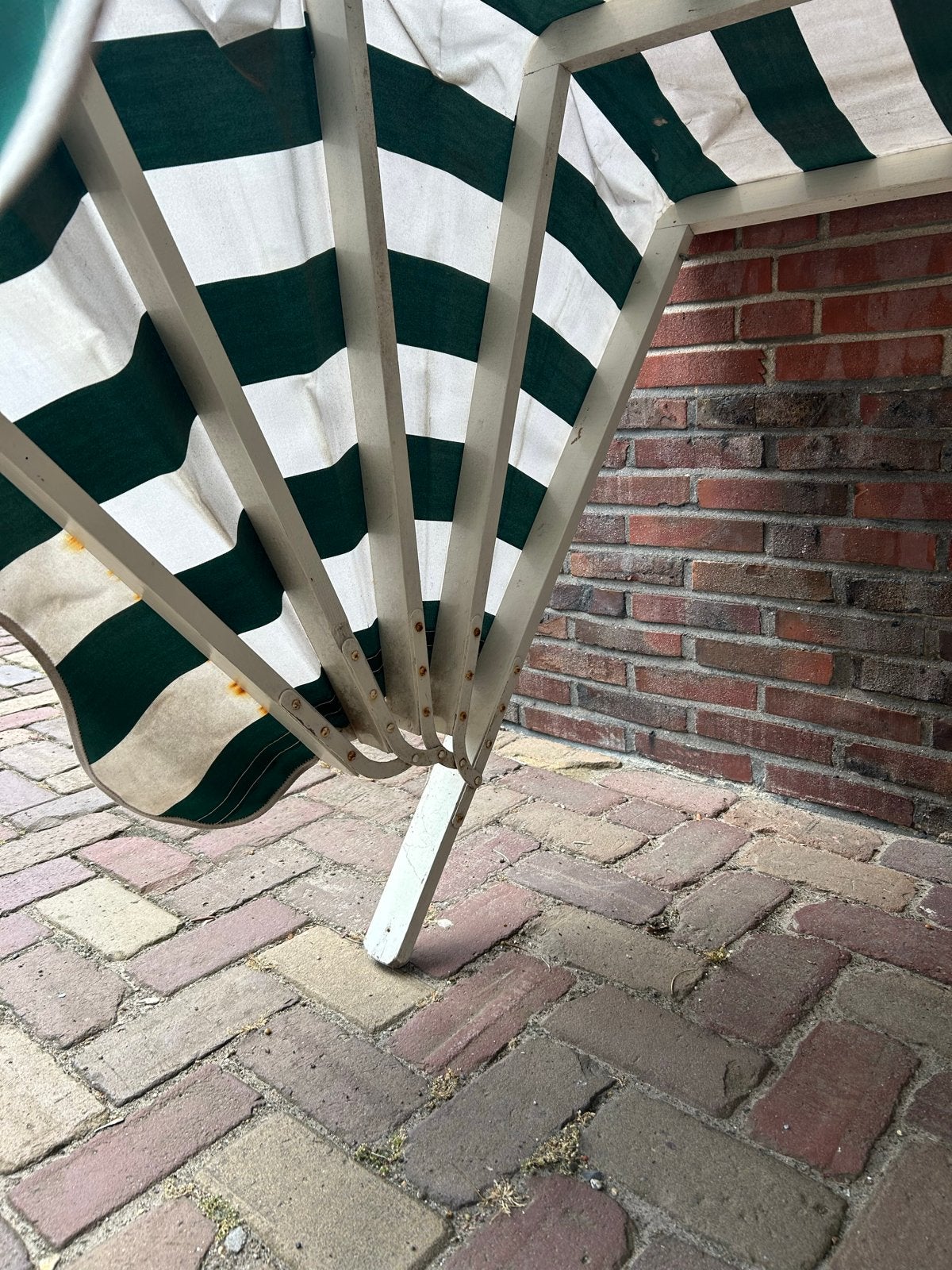 2x Gebruikte Markies - Groen/Wit gestreept /m, Tuin en Terras, Zonneschermen, Gebruikt, Ophalen of Verzenden, Markies, 250 cm tot 450 cm