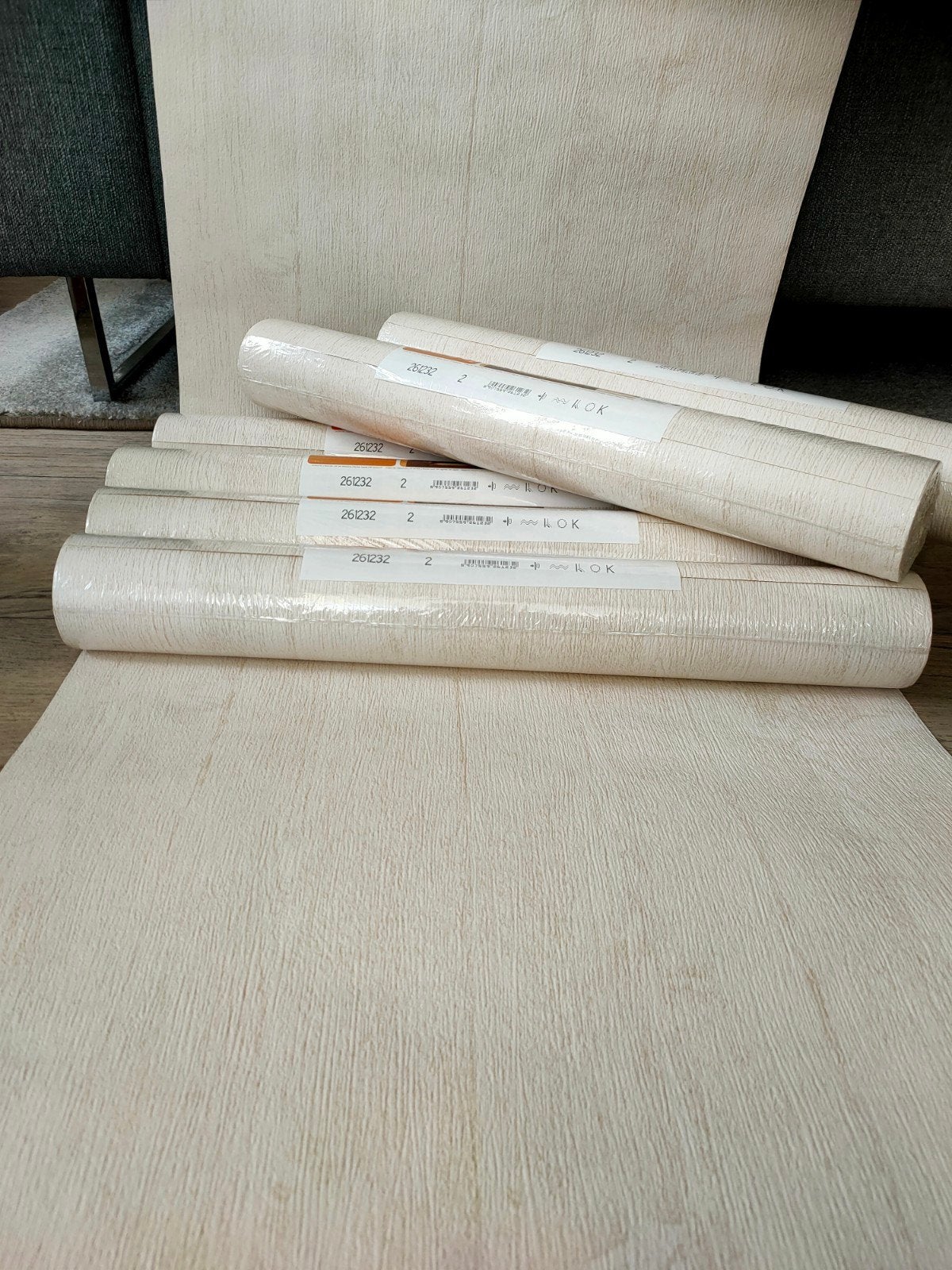 Nieuw, 6 Rollen beige behang, Huis en Inrichting, Stoffering | Behang, Ophalen, Beige