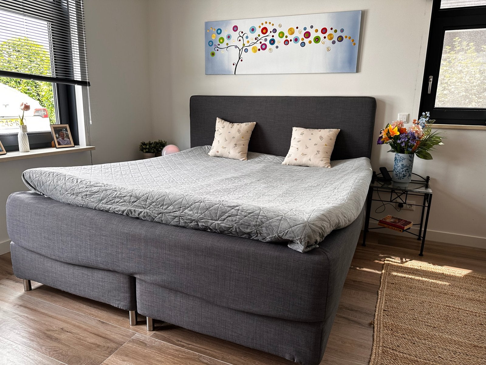 IKEA Boxspring inclusief topper en wasbare hoes, Huis en Inrichting, Slaapkamer | Boxsprings, Gebruikt, 180 cm, 200 cm, Tweepersoons