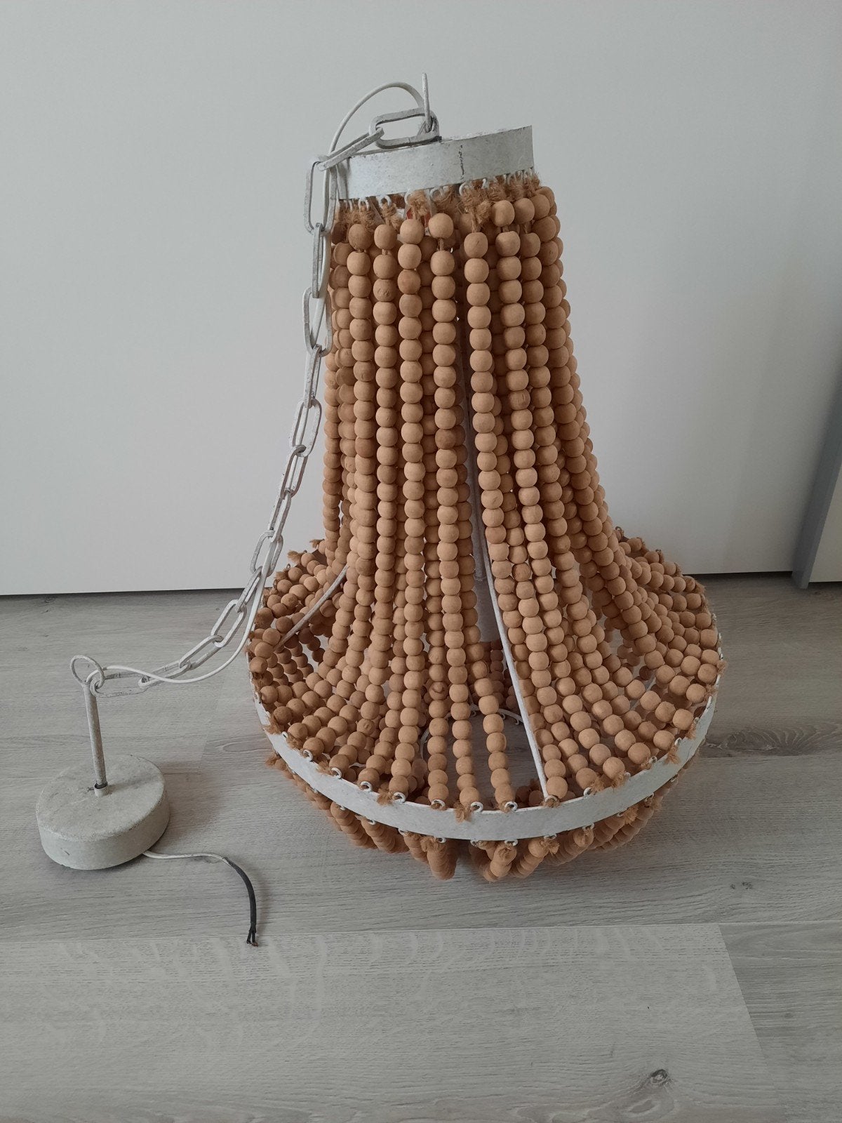 Prachtige moderne houten kralenlamp kroonluchter, Huis en Inrichting, Ophalen of Verzenden