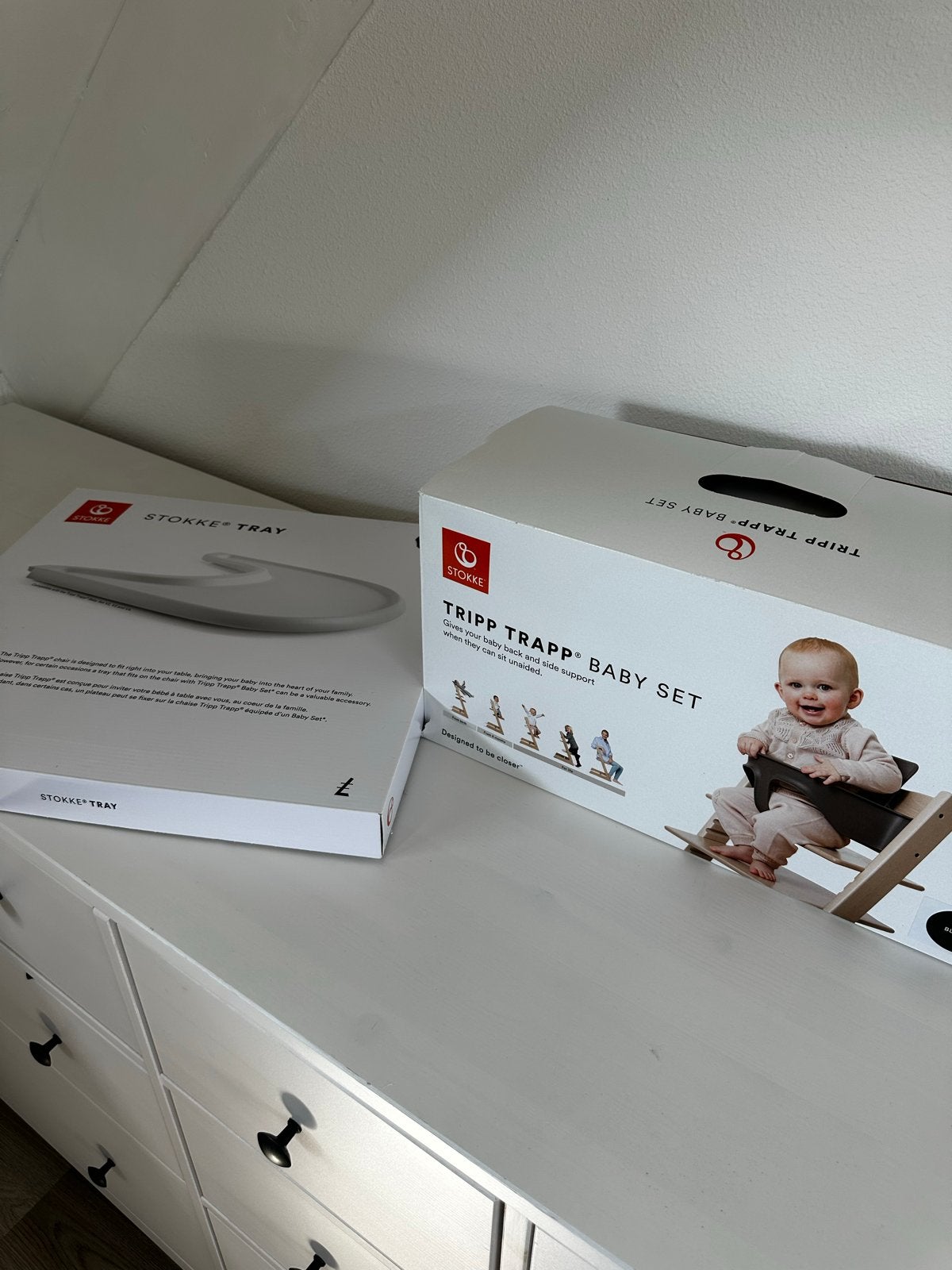 Stokke Tripp Trapp Babyset en Tray - Zwart, Ophalen, Zo goed als nieuw, Meegroeistoel, Afneembaar eetblad